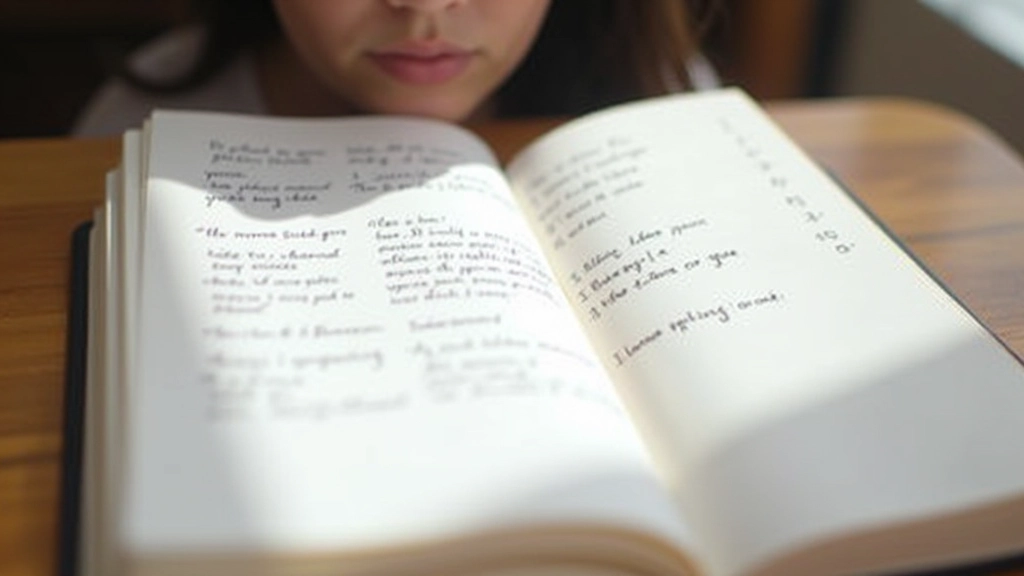 Pages de journal remplies d'écriture manuscrite réfléchie, marqueurs surlignant les passages clés, organisation visible